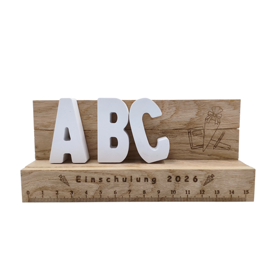 ABC-Deko-Weiß Zur Einschulung – personalisierbar -