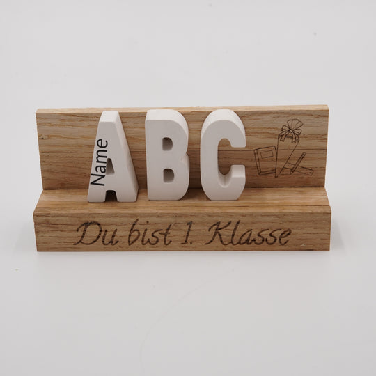 ABC-Deko-Weiß Zur Einschulung – personalisierbar -