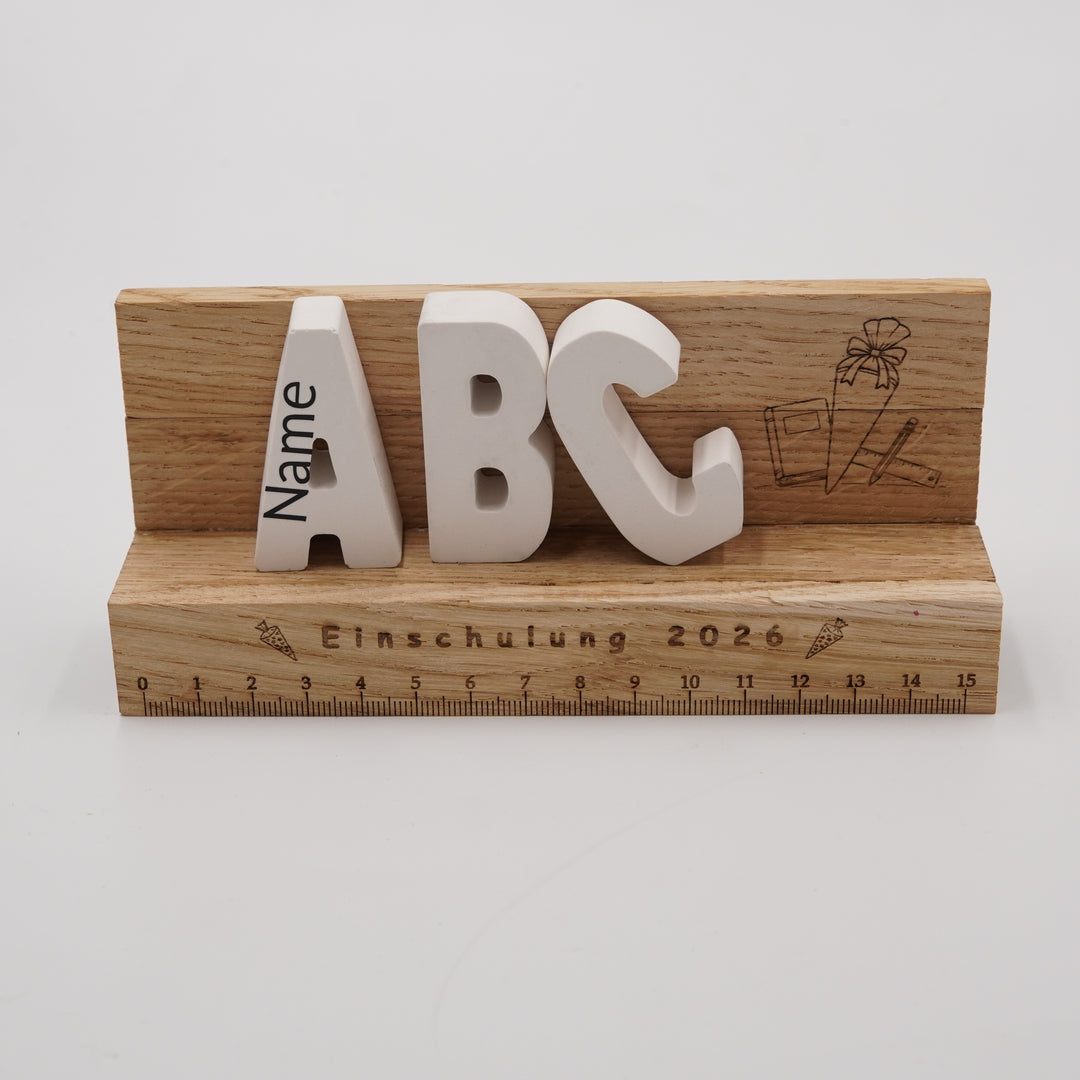 ABC-Deko-Weiß Zur Einschulung – personalisierbar -