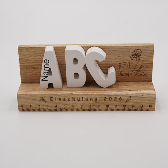 ABC-Deko-Weiß Zur Einschulung – personalisierbar -