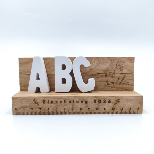 ABC-Deko-Weiß Zur Einschulung – personalisierbar -