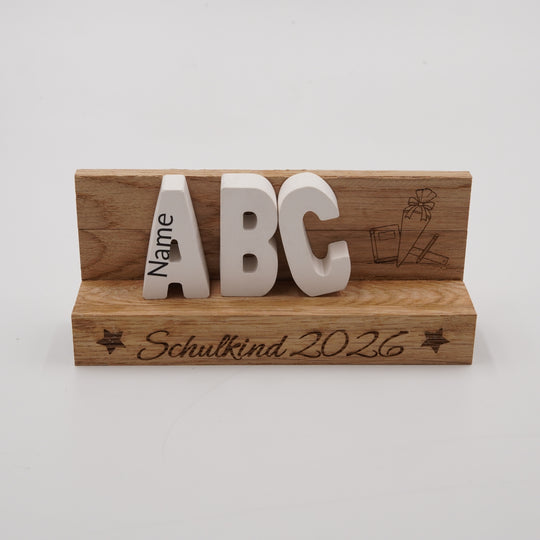 ABC-Deko-Weiß Zur Einschulung – personalisierbar -