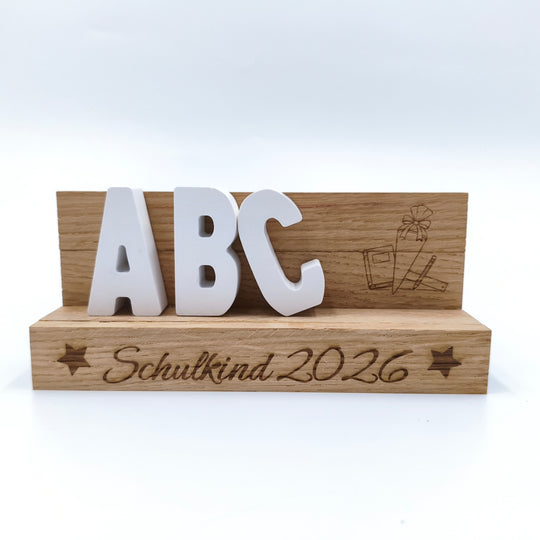 ABC-Deko-Weiß Zur Einschulung – personalisierbar -